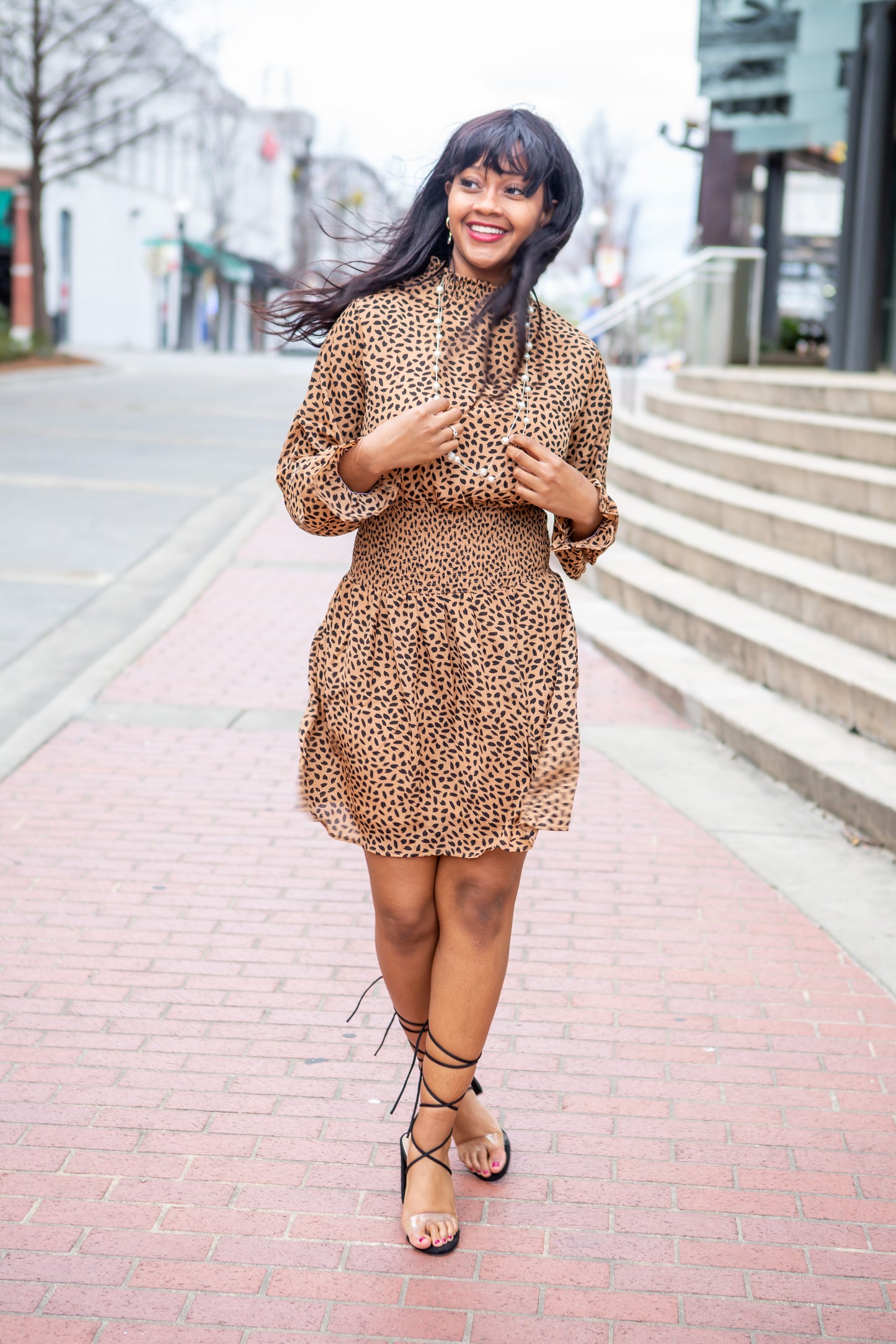 Chiffon Print Short Dress